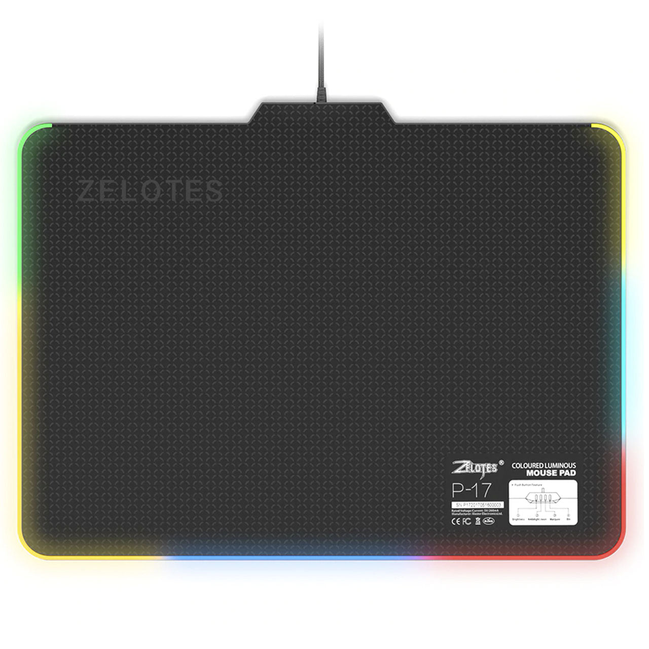 P-17 LED Coloured Luminous Gaming Mousepad Zelotes 25 cm x 35 cm