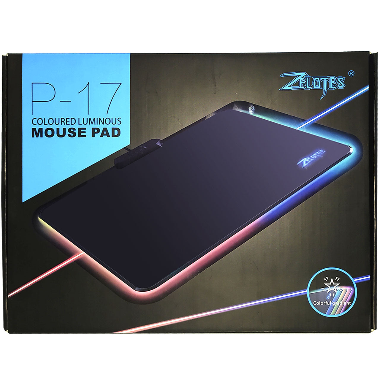 P-17 LED Coloured Luminous Gaming Mousepad Zelotes 25 cm x 35 cm