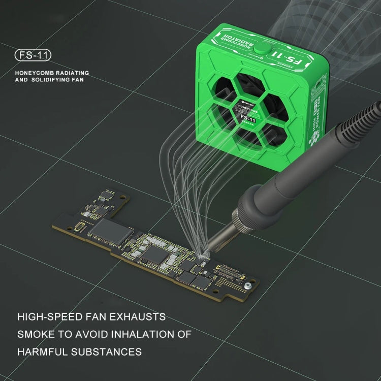 Mijing FS-11 Cooling + UV Curing + Smoke Extraction Honeycomb Radiating Fan(Green)