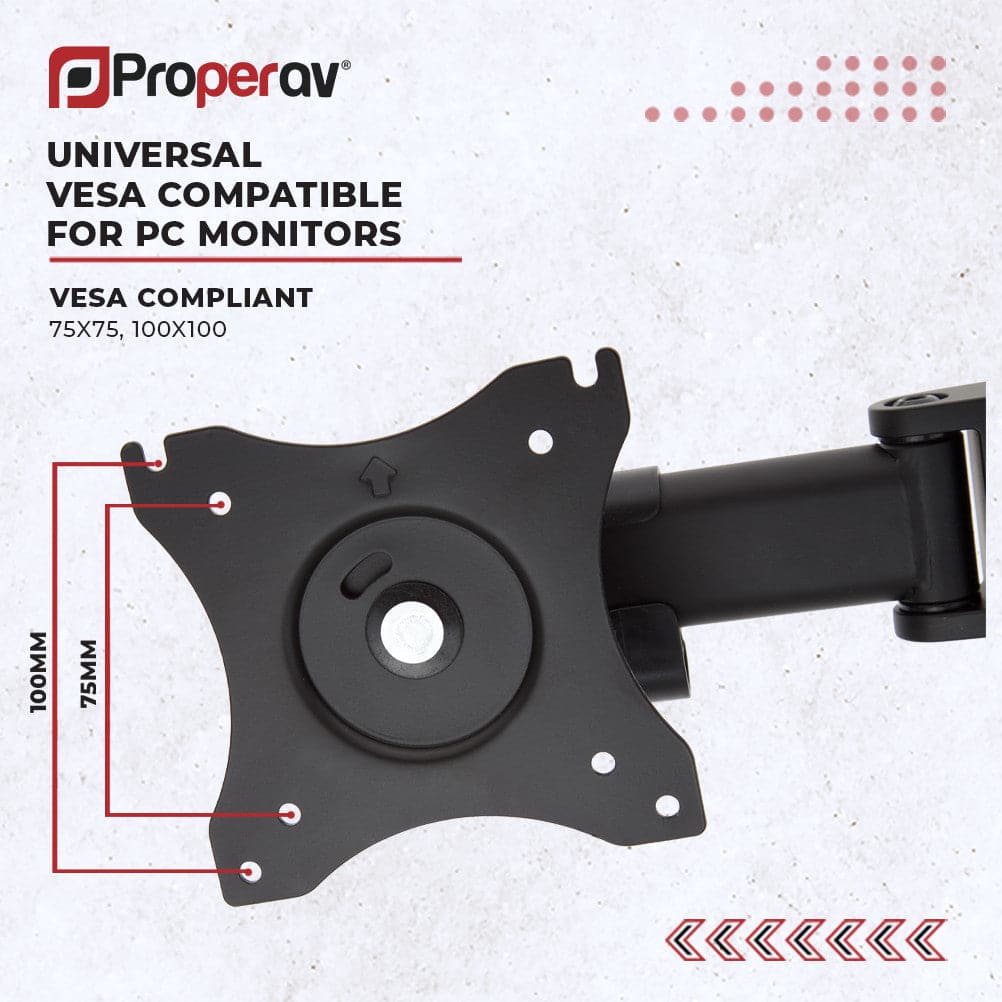ProperAV Desk Monitor Mount 17" - 32" Articulated Swing Arm VESA 100x100