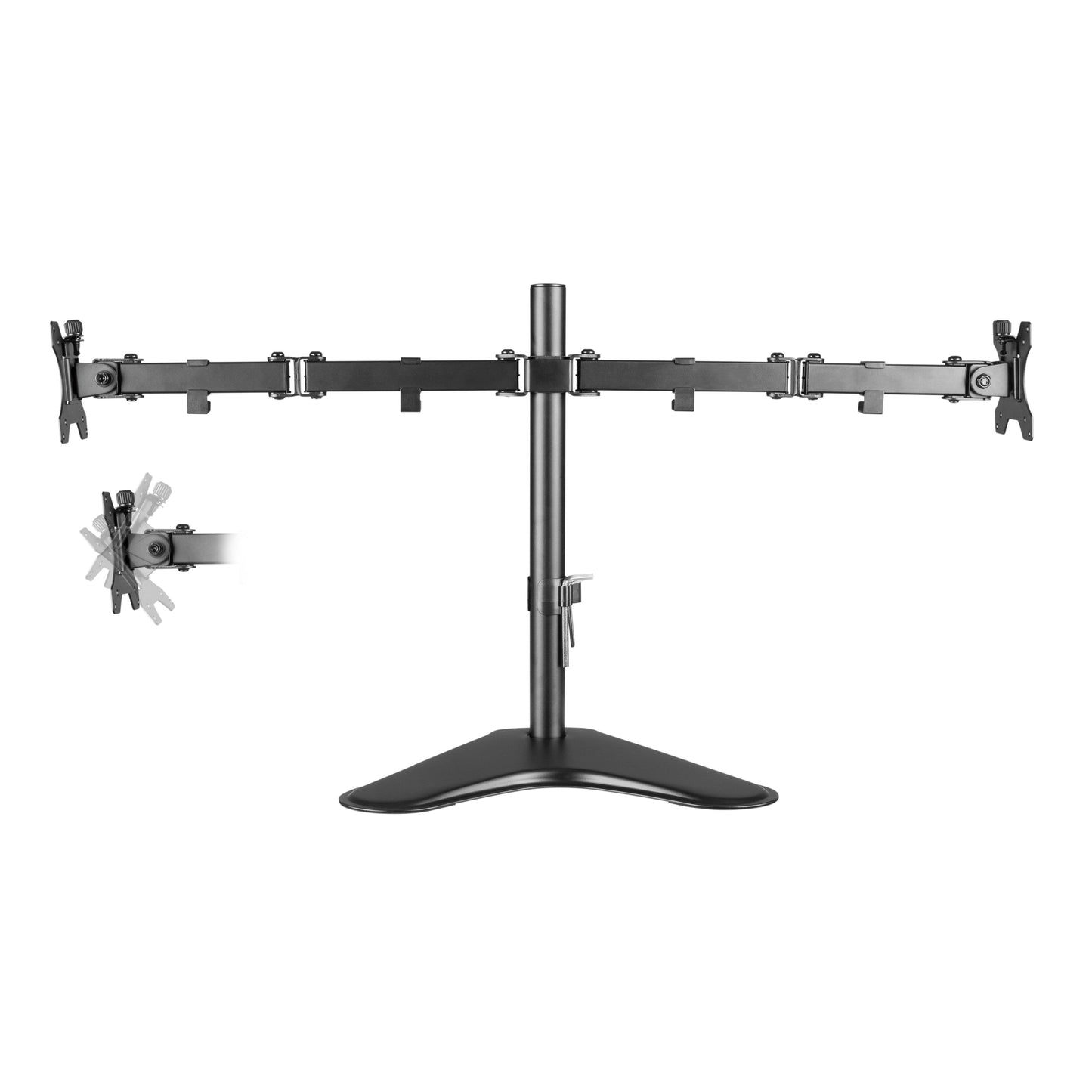 ProperAV Desk Monitor Stand 17" - 32" Dual Swing Arm Freestanding Base VESA Max 100x100