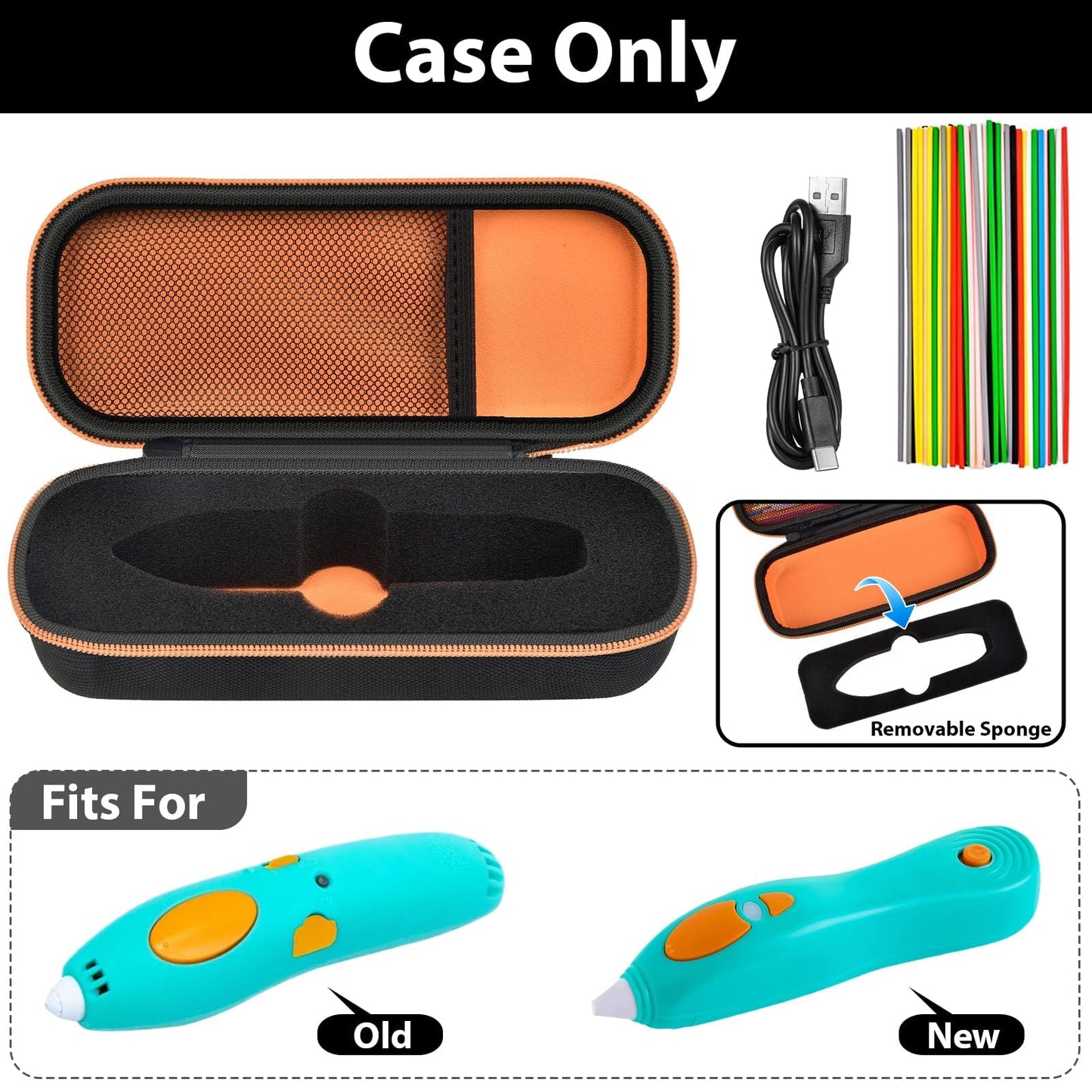 GWCASE Case for 3Doodler Start+ Essentials (2023–2024) – Hard EVA Travel Organizer Box – Black with Soft Grooved Base