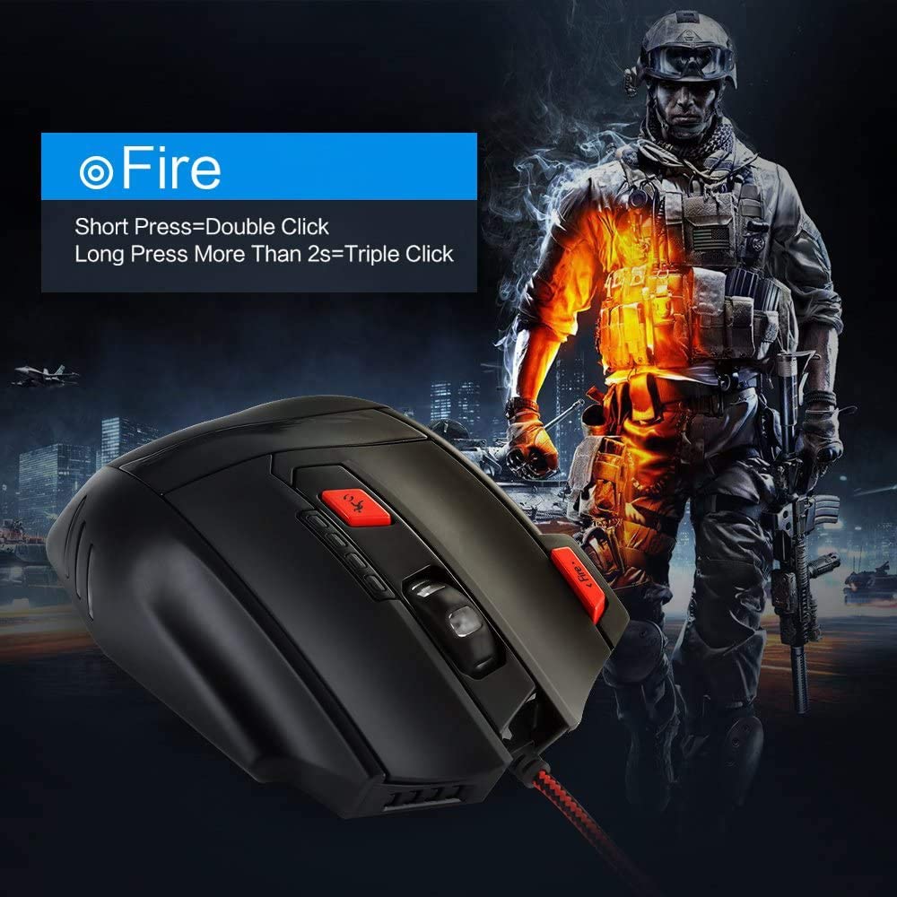 Zelotes C15 Gaming Mouse Adjustable 7000 DPI 13 Programmable Buttons LED Lights Office Mouse Suitable for PC Laptop