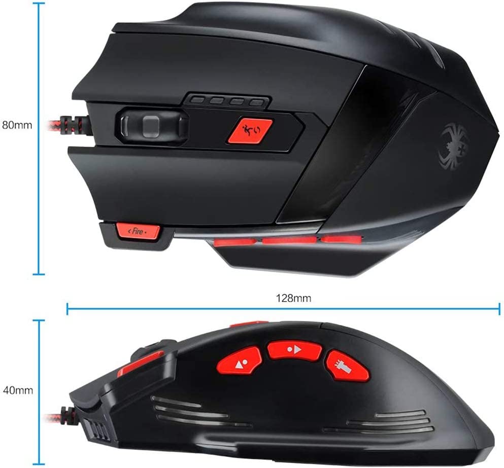 Zelotes C15 Gaming Mouse Adjustable 7000 DPI 13 Programmable Buttons LED Lights Office Mouse Suitable for PC Laptop